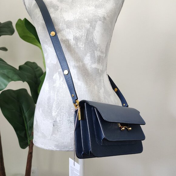 BNWT–Slightly Imperfect [ Marni Trunk Mini Bag Navy Calf Leather👜](#180) - Picture 1 of 14